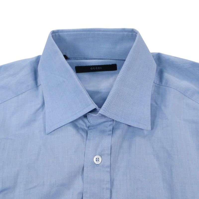 Gucci Button Down Dress Shirt Top 9 Buttons Long Sleeves 41 16 XL Light Blue