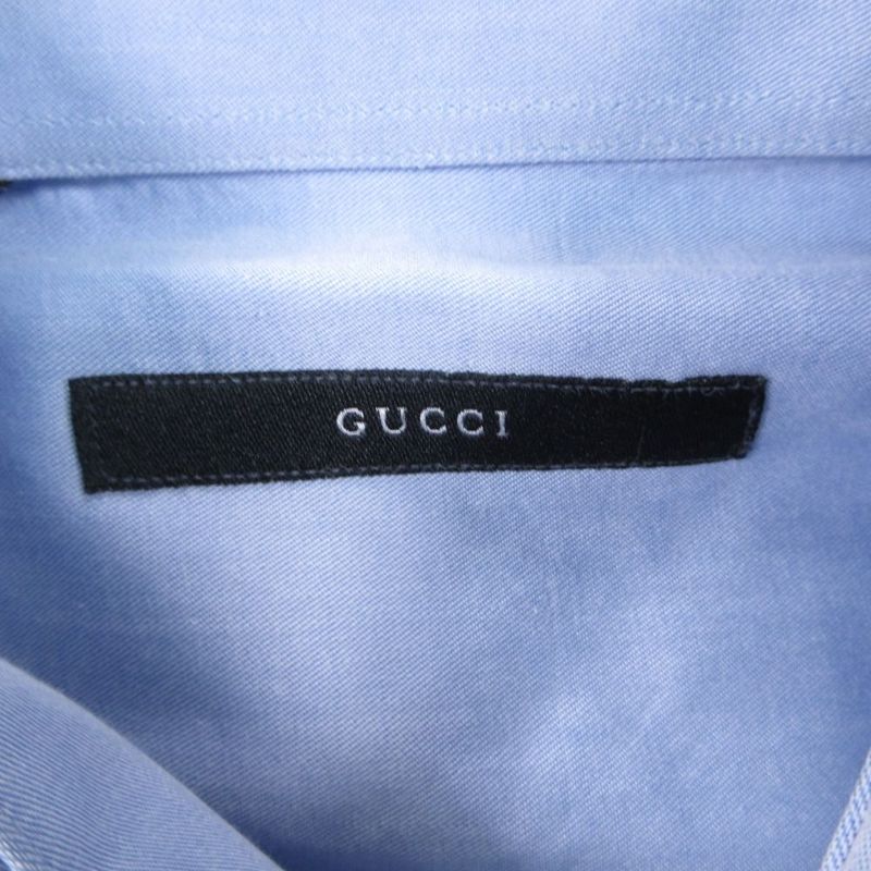 Gucci Button Down Dress Shirt Top 9 Buttons Long Sleeves 41 16 XL Light Blue