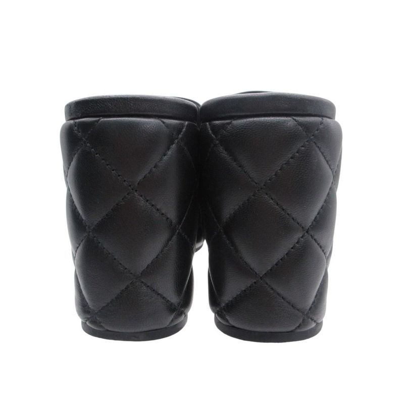Chanel Sandals CC Logo Quilted Thick Sole Mule Lambskin Black
