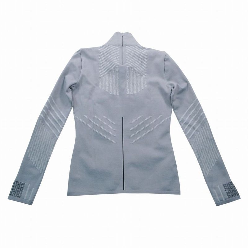 Prada High Neck Stretch Top Long Sleeve Collo Alto M L Gray