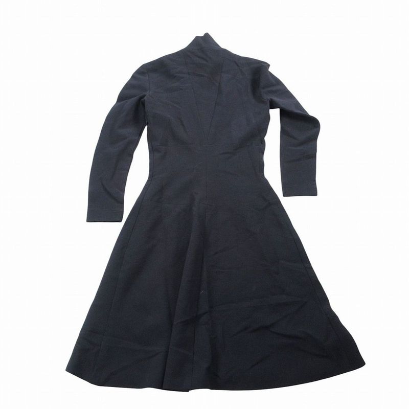 Chanel Vintage High Neck Stretch Dress Long Sleeve Black