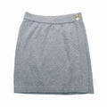 Chanel Vintage Pure Cashmere Knit Tight Skirt Gold Buttons Gray 2