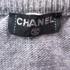Chanel Vintage Pure Cashmere Knit Tight Skirt Gold Buttons Gray 2