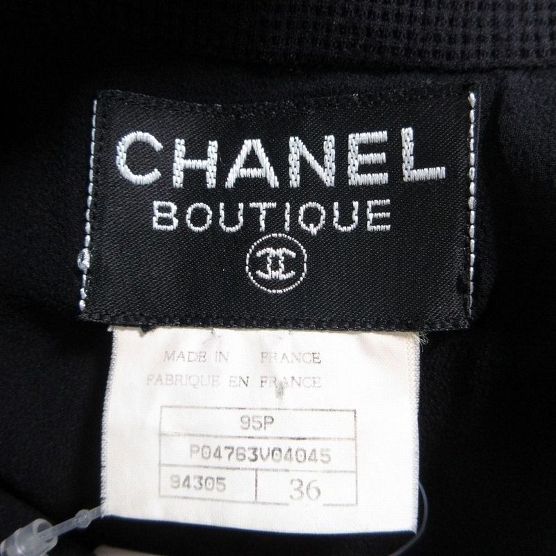 Chanel Vintage High Neck Stretch Dress Long Sleeve Black