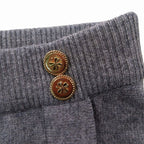 Chanel Vintage Pure Cashmere Knit Tight Skirt Gold Buttons Gray 2