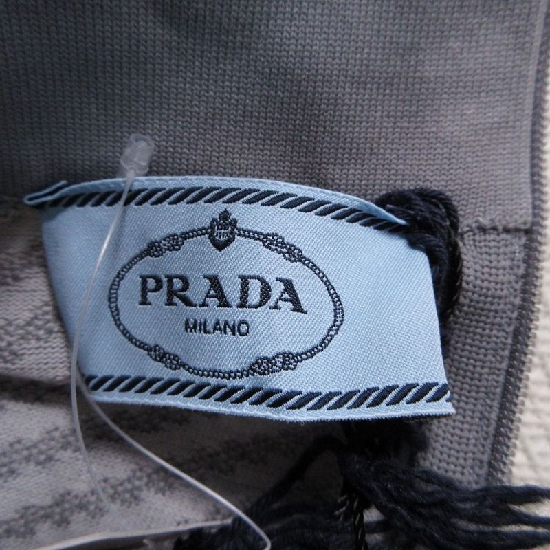 Prada High Neck Stretch Top Long Sleeve Collo Alto M L Gray