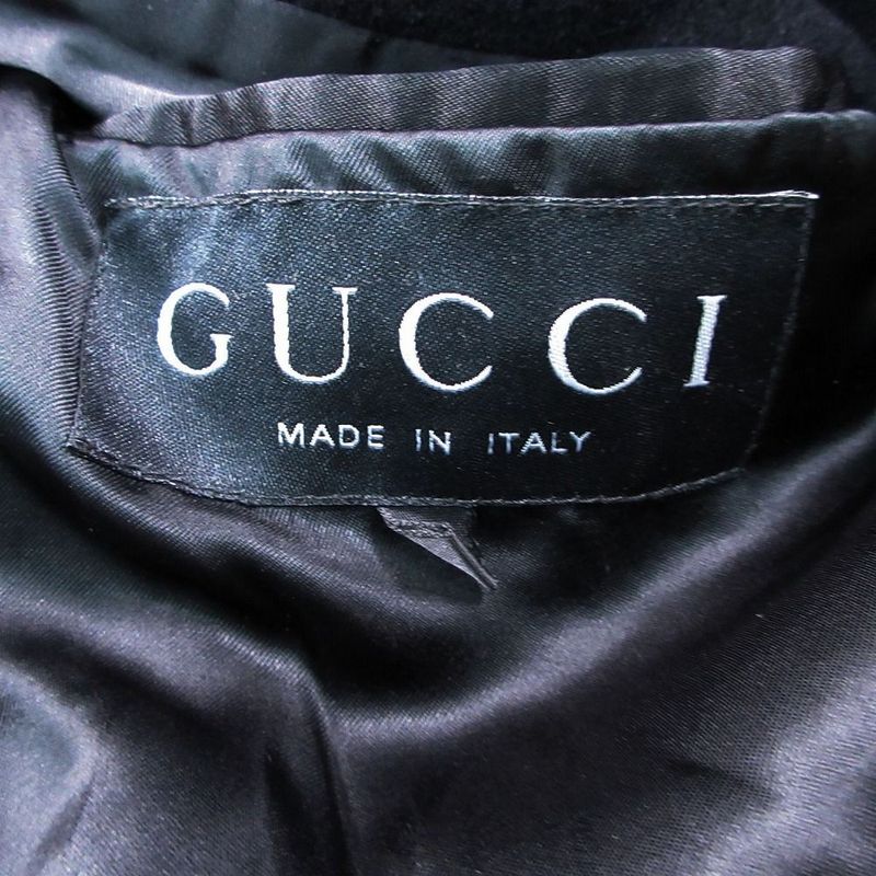 Gucci Beaver Fur Collar Angora Mohair Cashmere Blend Double Breasted Coat