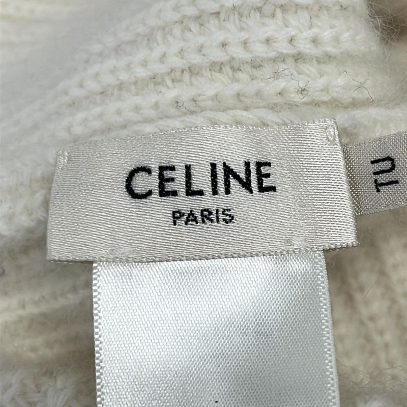 Celine Knit Hat TU White Logo Embroidery Wool Angora