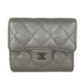 Chanel Trifold Wallet Quilted Silver CC Logo