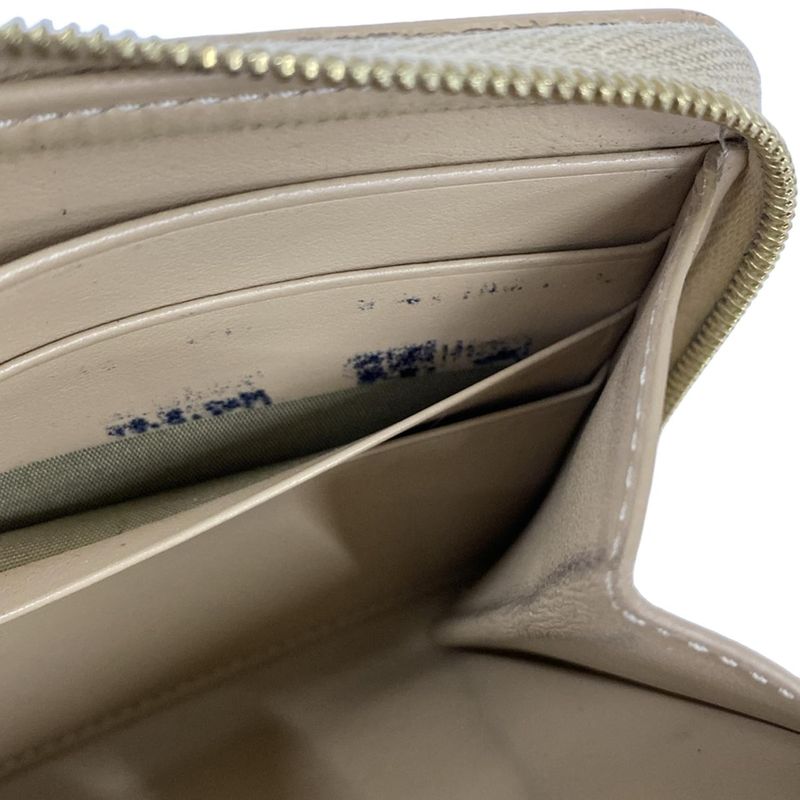 Celine Wallet Large Zipped Gray Beige Zip Around Leather Grey-beige
