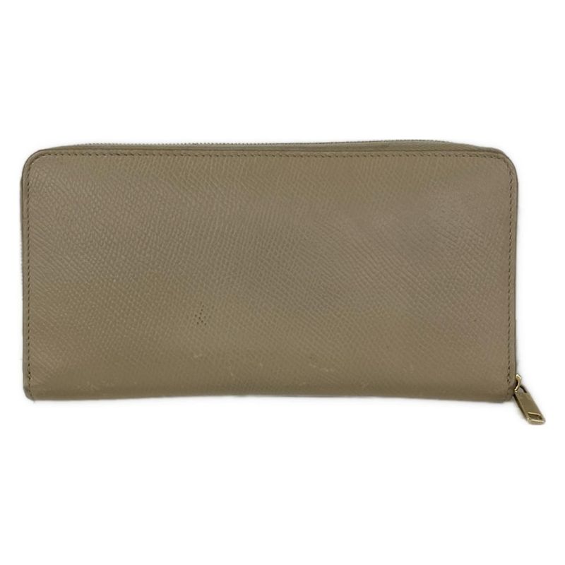 Celine Wallet Large Zipped Gray Beige Zip Around Leather Grey-beige