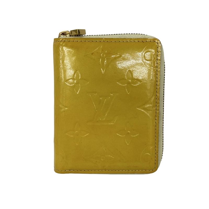 Louis Vuitton Bifold Wallet Monogram Vernis Bloom Soft Beige Leather