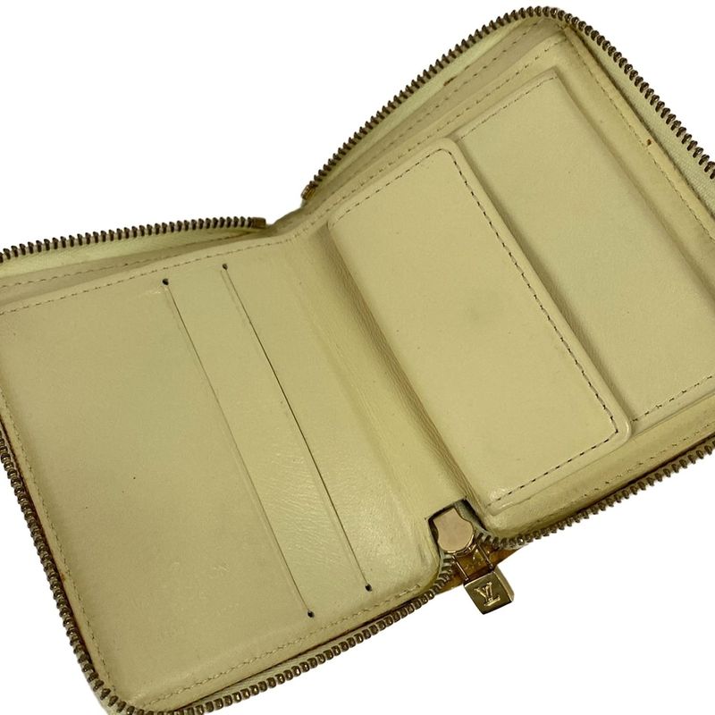 Louis Vuitton Bifold Wallet Monogram Vernis Bloom Soft Beige Leather