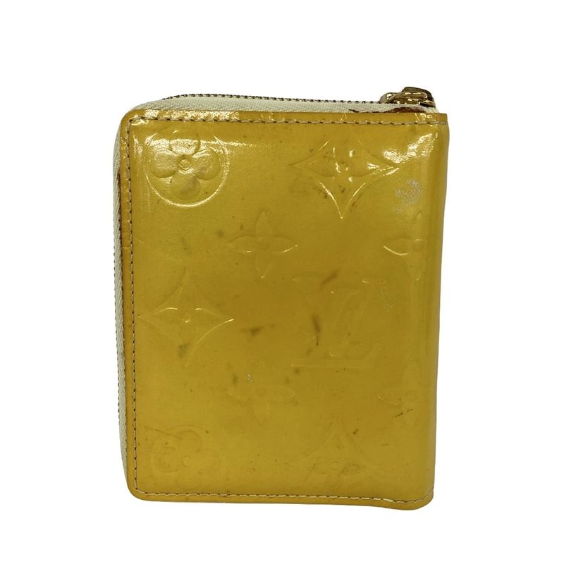 Louis Vuitton Bifold Wallet Monogram Vernis Bloom Soft Beige Leather