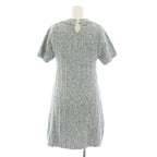 Chanel Uniform Tweed Dress Short Sleeve Knee Length 5 Buttons 36 Blue White