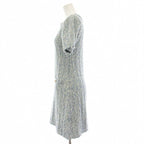 Chanel Uniform Tweed Dress Short Sleeve Knee Length 5 Buttons 36 Blue White