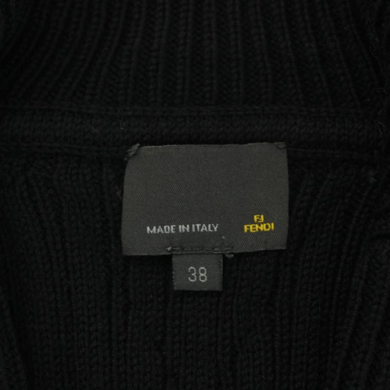 Fendi Knit Sweater Long Sleeve Wool 38 Black