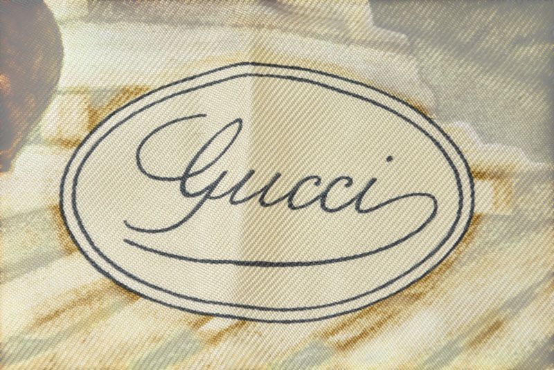 Gucci Scarf Vintage Large Fruit Pattern Beige Multi