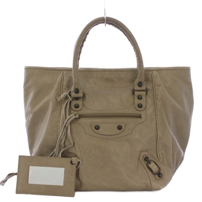 Balenciaga the Sunday Small Tote Leather Grey Greige