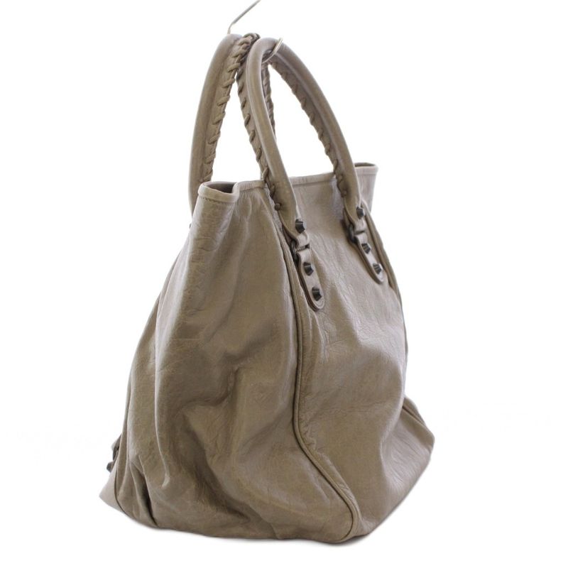 Balenciaga the Sunday Small Tote Leather Grey Greige