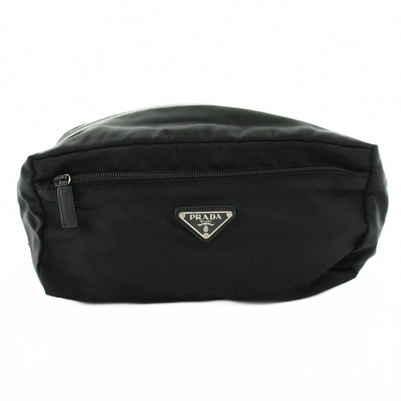 Prada Pouch Multi Triangle Logo Nylon Black KU