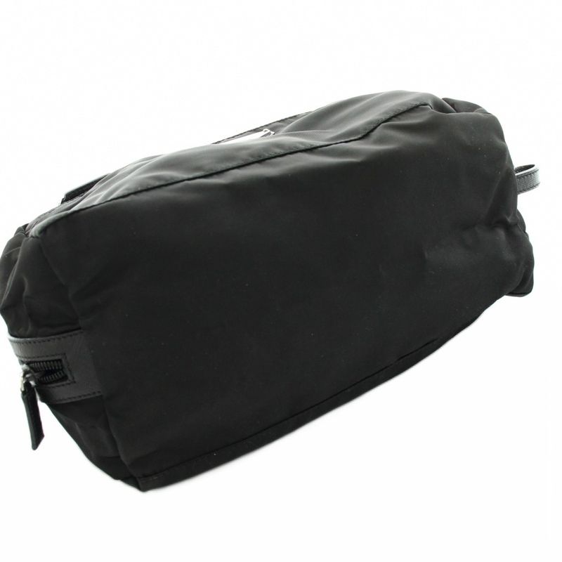 Prada Pouch Multi Triangle Logo Nylon Black KU