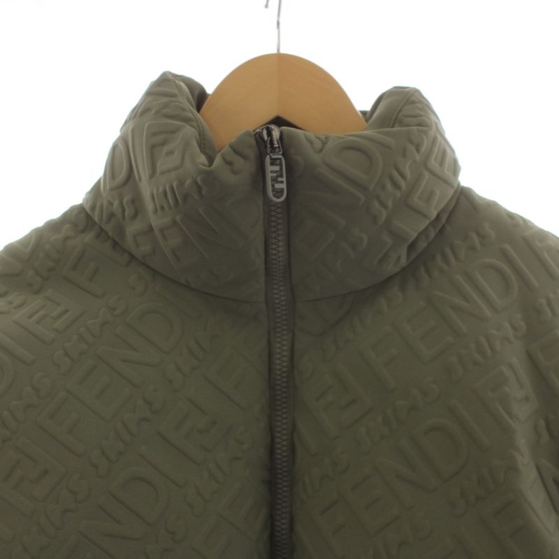 Fendi Skims Down Jacket Logo All Over Pattern S Khaki Agnr