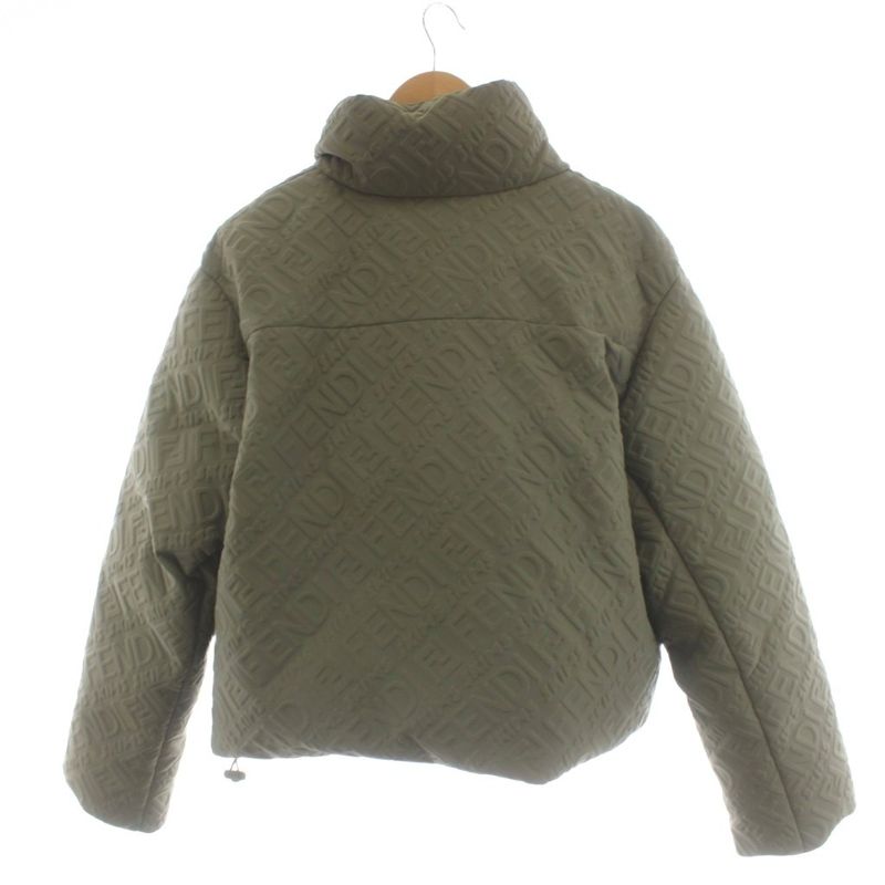Fendi Skims Down Jacket Logo All Over Pattern S Khaki Agnr