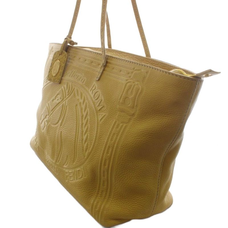 Fendi Selleria Horse Shoulder Bag Tote Leather Yellow