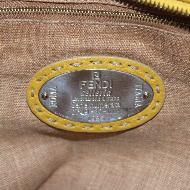 Fendi Selleria Horse Shoulder Bag Tote Leather Yellow