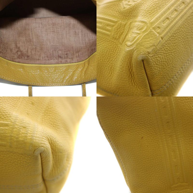 Fendi Selleria Horse Shoulder Bag Tote Leather Yellow