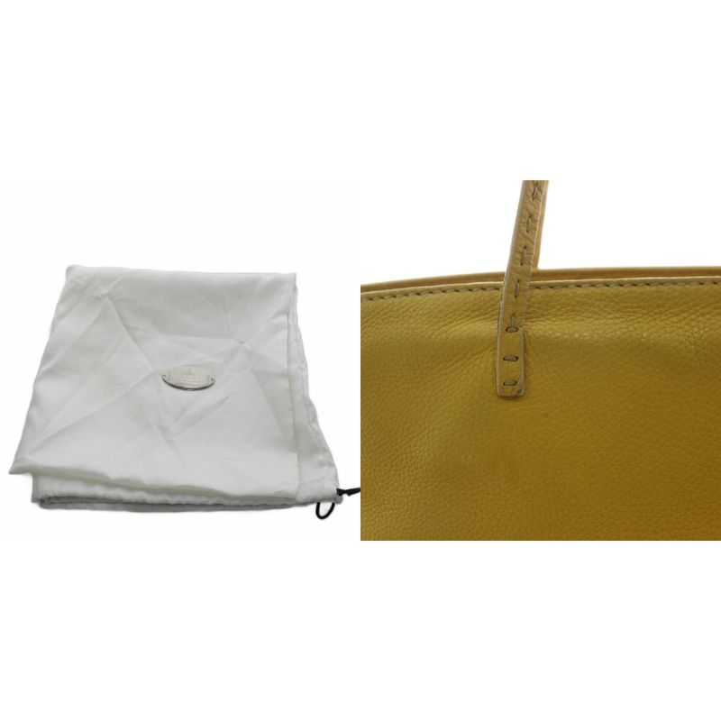 Fendi Selleria Horse Shoulder Bag Tote Leather Yellow