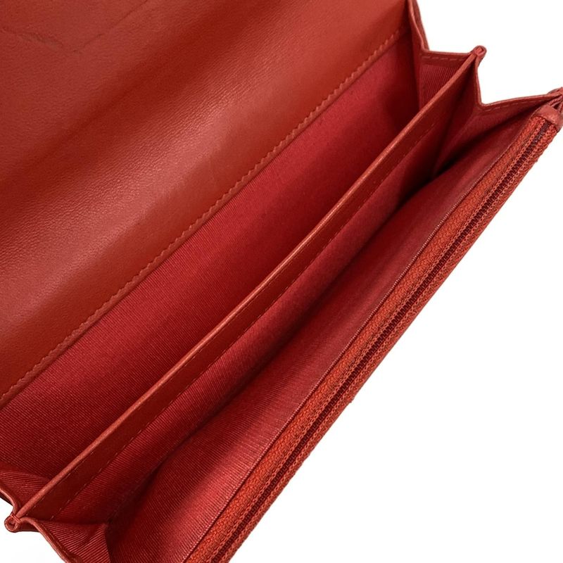 Chanel Wallet Bicolor Red Trifold Leather Shape Number: