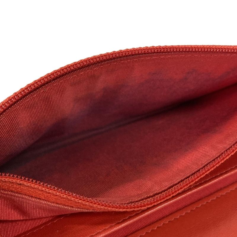 Chanel Wallet Bicolor Red Trifold Leather Shape Number: