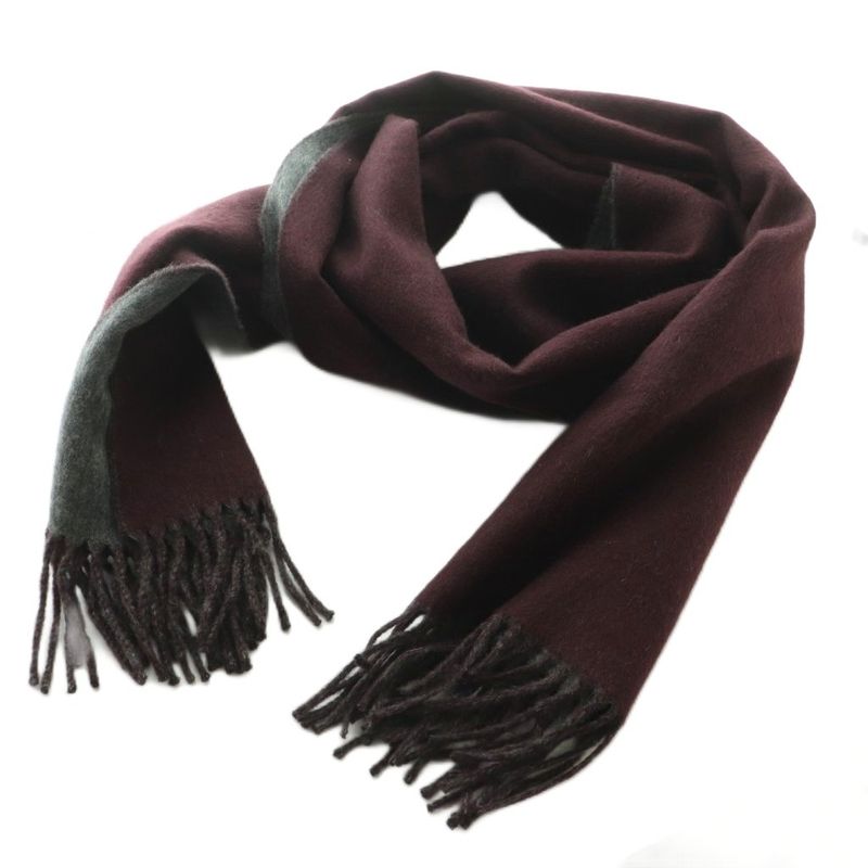 Hermes Recto Verso Scarf Cashmere Fringe Reversible Gold Gray Bold