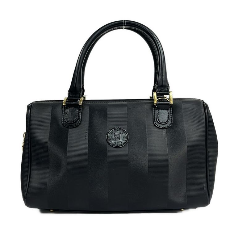 Fendi Handbag Pecan Black Mini Boston Leather