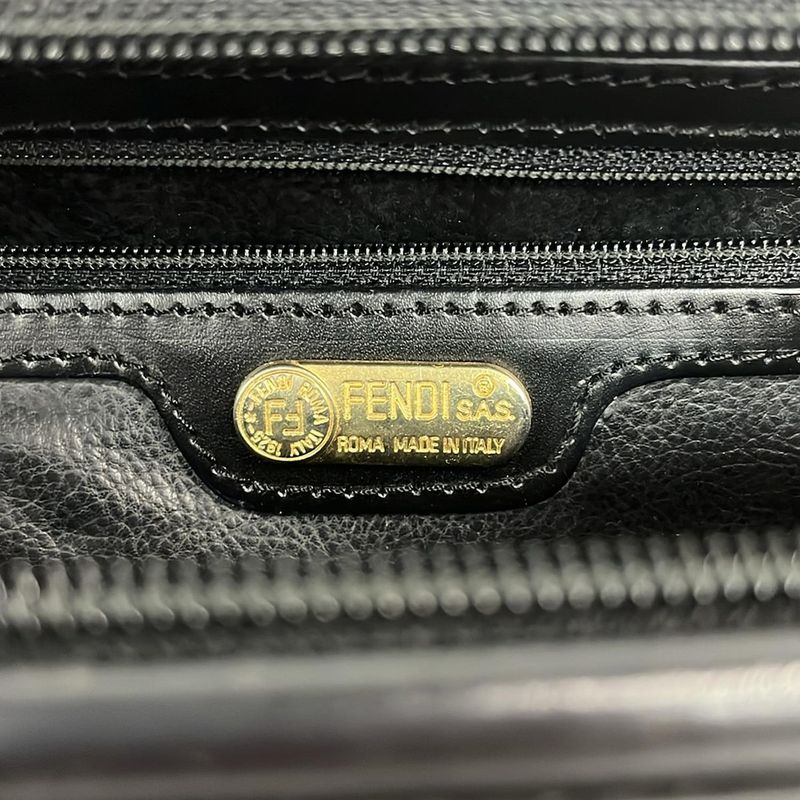 Fendi Handbag Pecan Black Mini Boston Leather