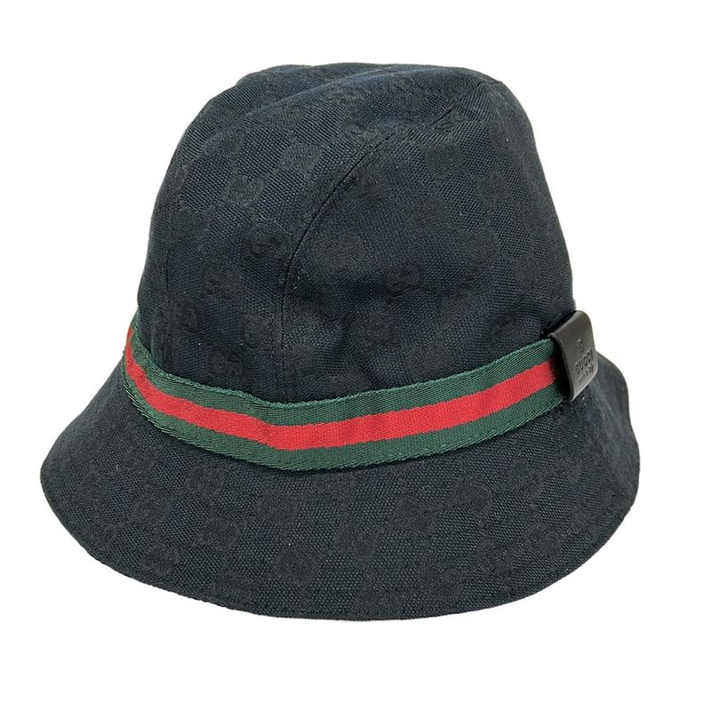 Gucci Hat M Dark Navy Green Red GG Pattern Sherry Cotton Dark