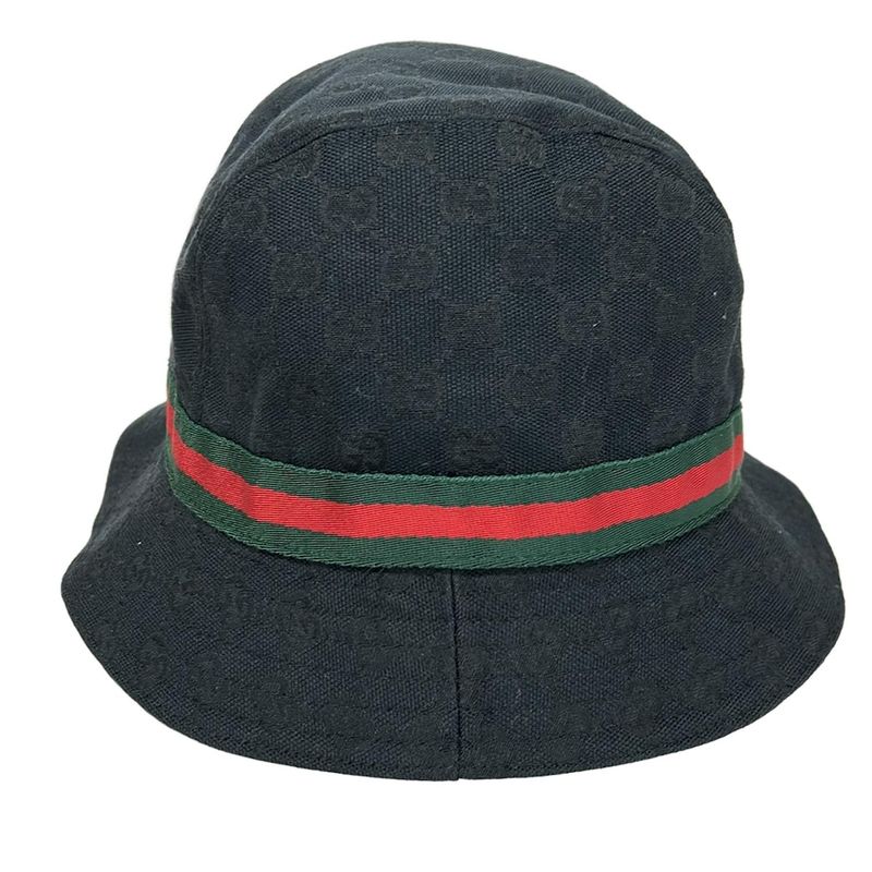 Gucci Hat M Dark Navy Green Red GG Pattern Sherry Cotton Dark