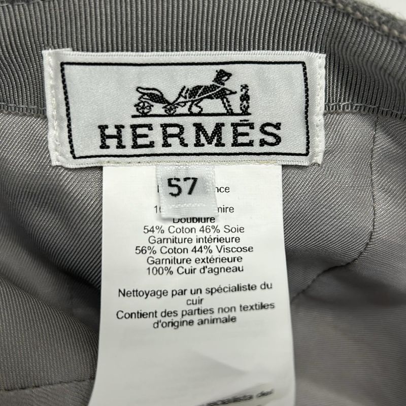 Hermes Cap 57 Gray Horseshoe Studs Cotton Cashmere