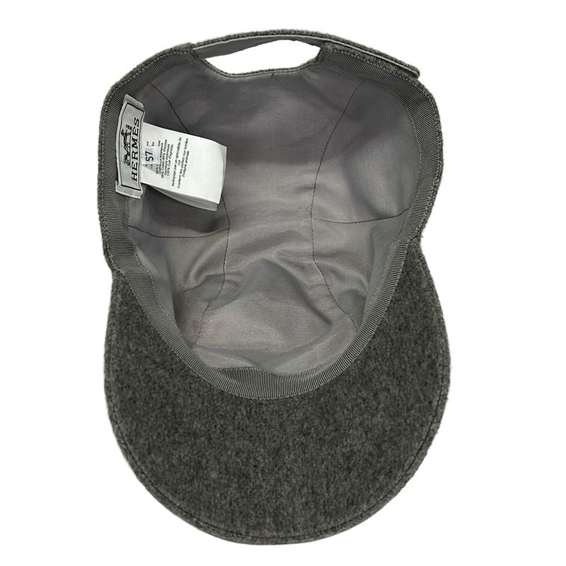 Hermes Cap 57 Gray Horseshoe Studs Cotton Cashmere