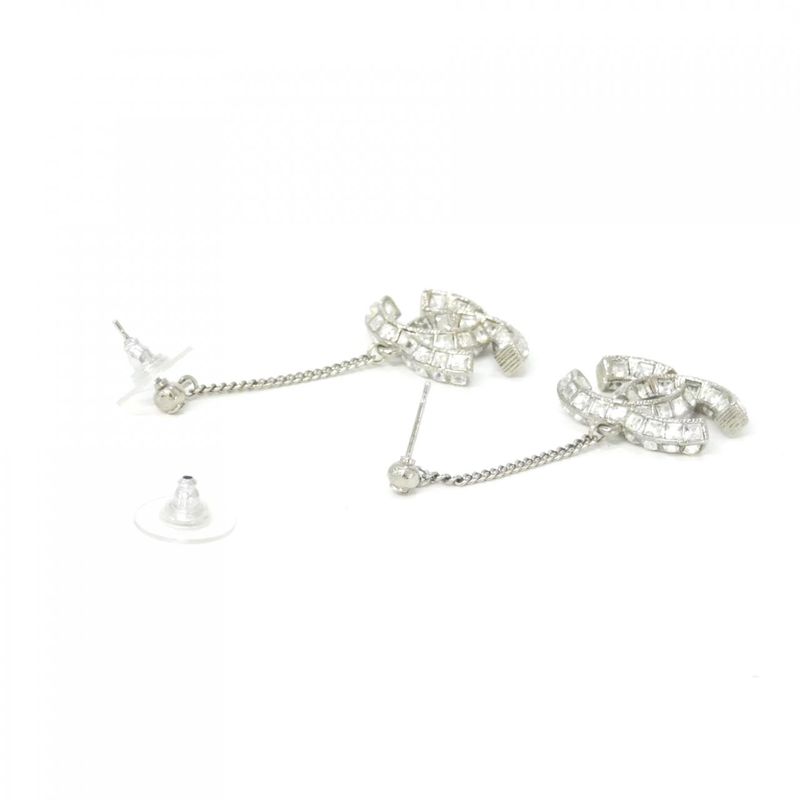 Chanel Earrings Silver Crystal
