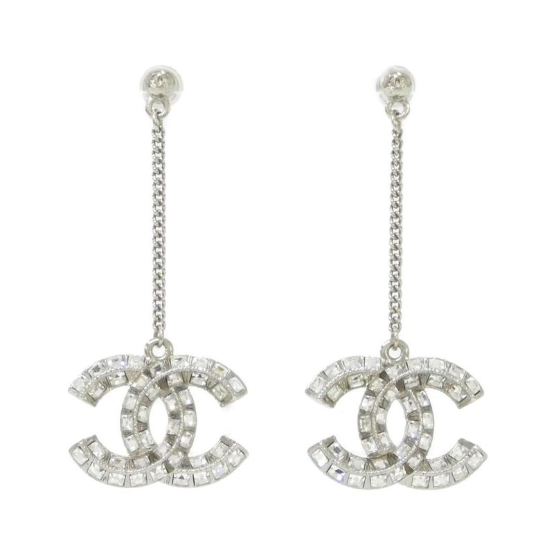 Chanel Earrings Silver Crystal