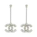 Chanel Earrings Silver Crystal