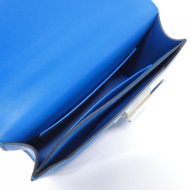 Hermes Ver Chain Mini Shoulder Bag Blue Zellige