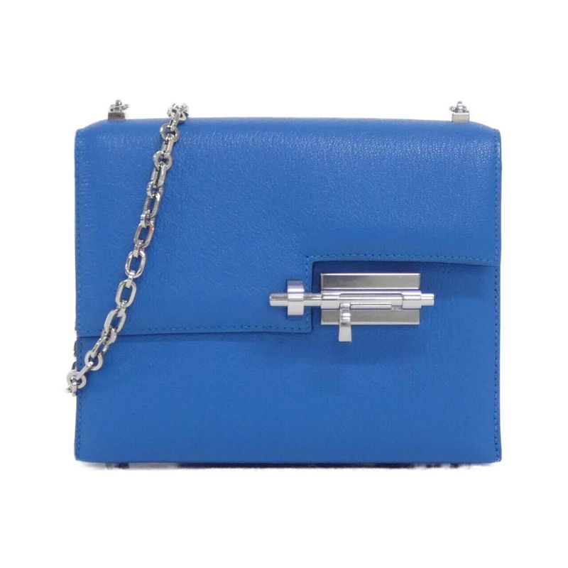 Hermes Ver Chain Mini Shoulder Bag Blue Zellige