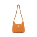 Chanel Shoulder Bag Wool Tweed Orange Mat