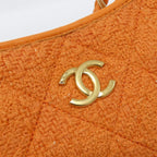 Chanel Shoulder Bag Wool Tweed Orange Mat