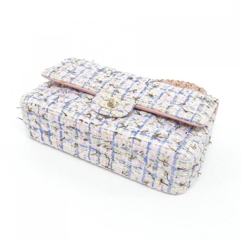 Chanel Shoulder Bag Tweed White
