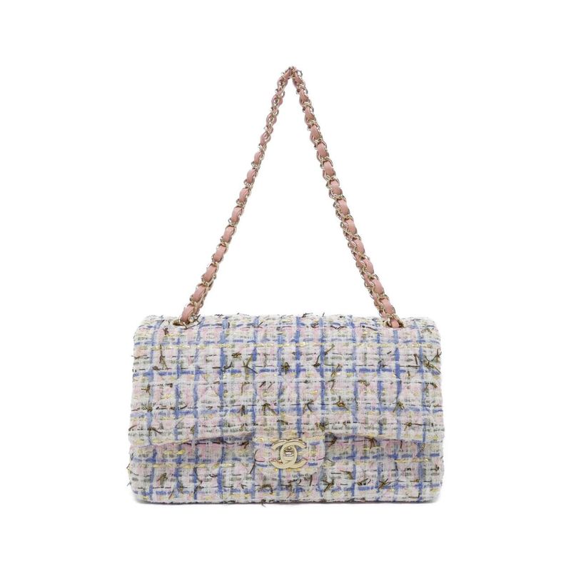 Chanel Shoulder Bag Tweed White